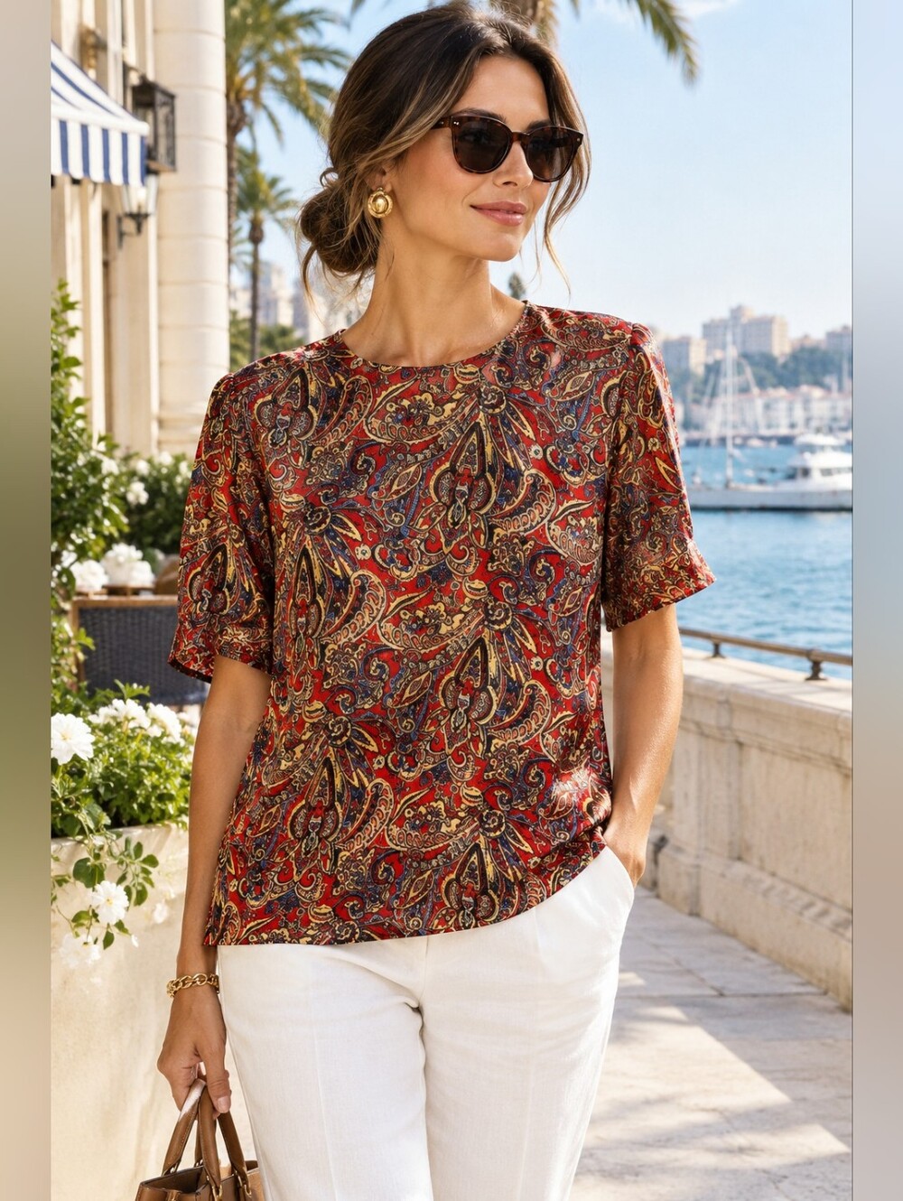Vtg Jaclyn Smith Womens S Silk Paisley Career Boho Classic Blouse Feminine Y2k